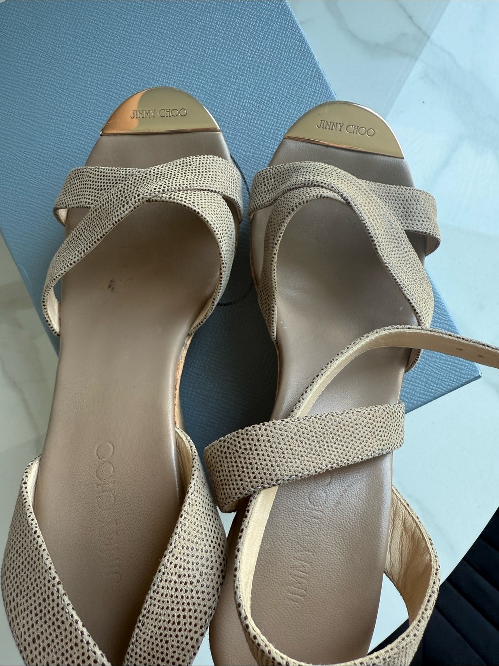 Jimmy Choo Papyrus Wedges strappy leather - Picture 4 of 12